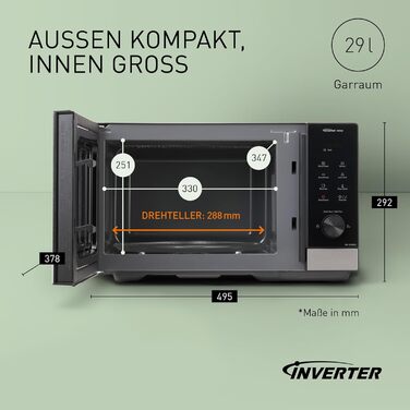 Мікрохвильова піч Panasonic NN-GD35HBGTG з грилем та функцією пару (23 л, чорний/нержавіюча сталь)