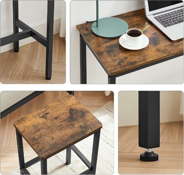 Барний стіл VASAGLE з барними стільцями, комплект для їдальні, стіл для стоячи, сталеве каркас, індустріальний дизайн, вінтажний коричнево-чорний LBT219B01, 2 круглі стільці (чорний горіх + чорний, 2 прямокутні стільці)