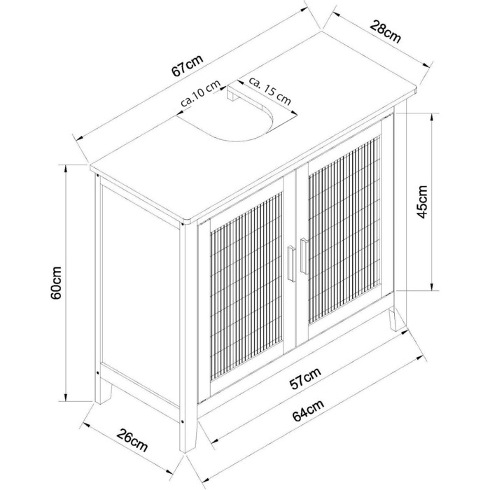 Підставка для ніг під умивальник EISL BMBA02-BH2 з бамбука, 35x45x35 см