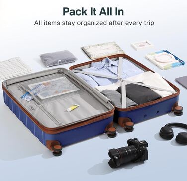 Набір дорожніх валіз Hartschale з полікарбонату (3 шт), розширюваний тролей з колесами та TSA замком, класичний синій