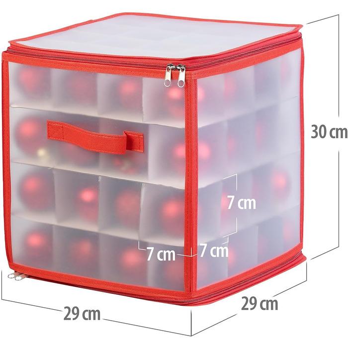 Набір 3 бокси для зберігання новорічних прикрас Infactory: для 64 ялинкових куль до 6 см, з ручками