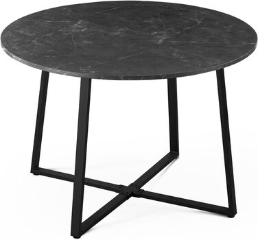 Стіл обідній DUBI Möbel NOA, круглий, 110x110 см, для кухні/їдальні, індустріальний стиль, бетонний вигляд, чорний мармур