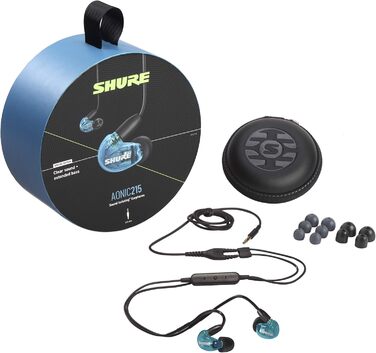 Дротові навушники Shure AONIC 215, прозорі, одноразові, внутрішньоканальні, знімні, міцні, сумісні з Apple/Android