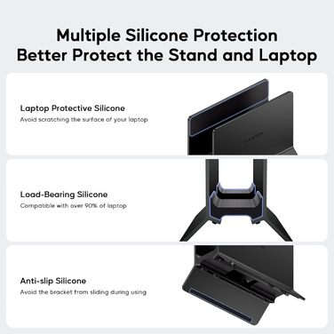 Підставка для ноутбука вертикальна, алюміній, регульована, сумісна з MacBook, iPad, Tablet, Mac mini (Чорний)