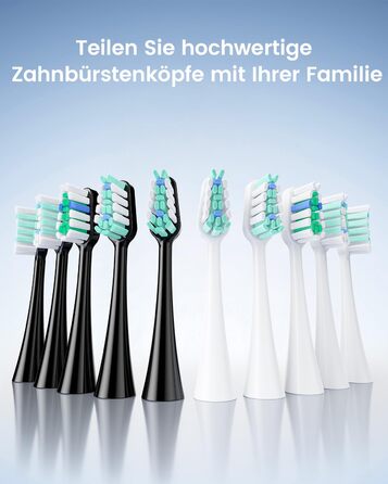 Електрична зубна щітка для дорослих та дітей - звукова, 8 насадок (3 типи), 90 днів роботи, 5 режимів, 50000 VPM, кейс для подорожей, таймер (Чорний + Білий)