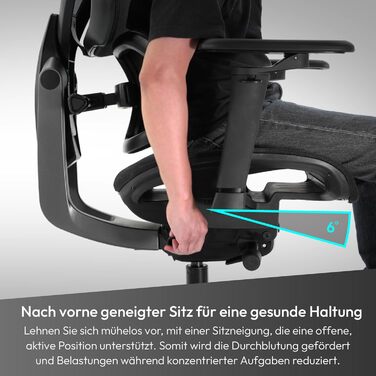 Ігровий крісло ThunderX3 Flex Pro Loft | Ергономічне крісло для офісу та геймінгу з тканини, регулювання 19D, 5D підлокітники, механіка SYNC6, дихаюче (Чорний)