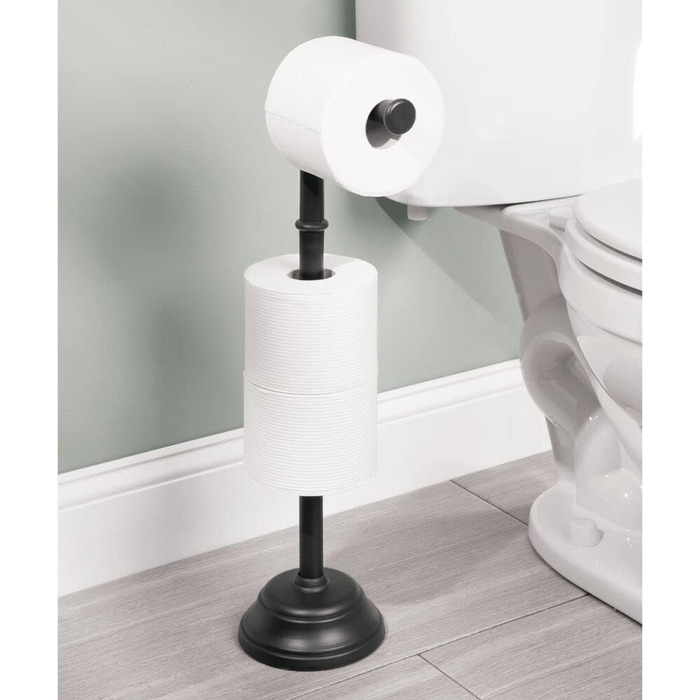 Тримач для туалетного паперу mDesign для трьох рулонів туалетного паперу - позачасовий тримач для рулонів паперу для ванної та туалету-тримач для рулонів туалетного паперу також для рулонів більшого розміру- (чорний)