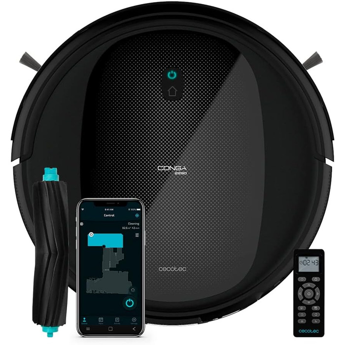 Пылесос робот Cecotec Conga Perfect & Clean Connected Titanium, 2100 Па, 160 хв, 10 режимів, Jalisco, Чорний