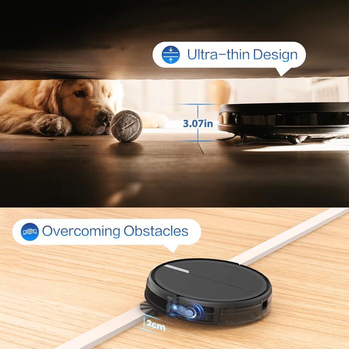 Робот-пилосос AIRROBO P30 з функцією миття, 3000Pa, 3-в-1, для тварин, килимів, твердих підлог, з пультом дистанційного керування, час роботи 120 хв (чорно-сірий)