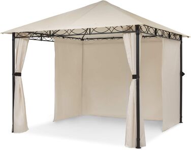 Альтанка садовий намет Pergola marquee, розмір 2,95 х 2,6 х 2,95 м (ШхВхГ), 4 бічні панелі, концепт EasyMount, захист від негоди УФ/вітер/дощ, бежевий