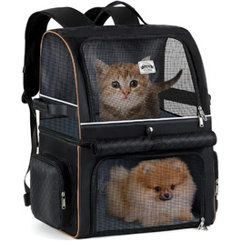 Двошаровий рюкзак для котів Lekespring для 2 котів (чорний)