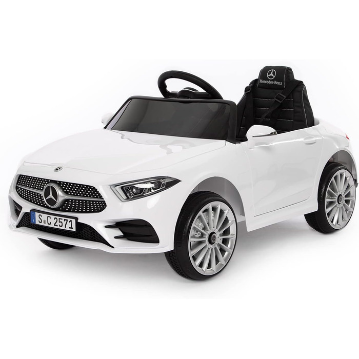 Дитячий електромобіль Mercedes CLS 350 AMG, ліцензія, 12V, шкіряні сидіння, пульт, MP3, білий