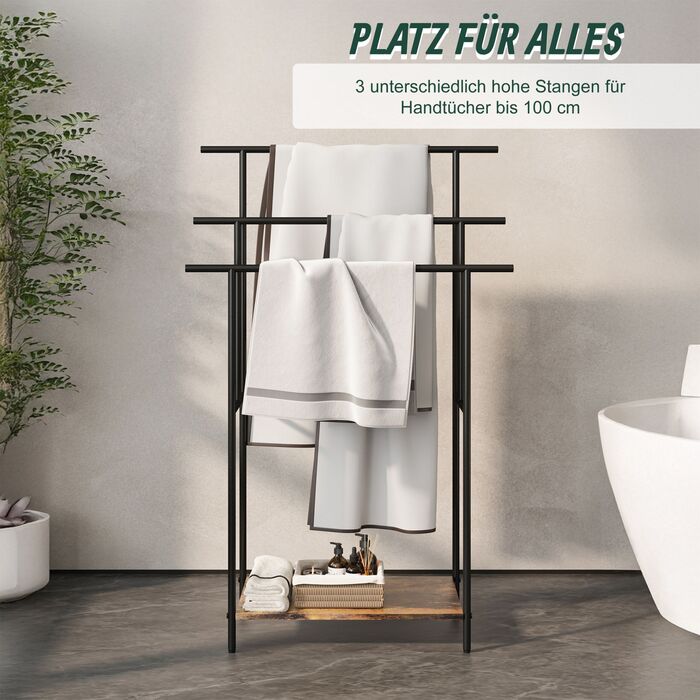 Підставка для рушників індустріального стилю з полицею Relaxdays