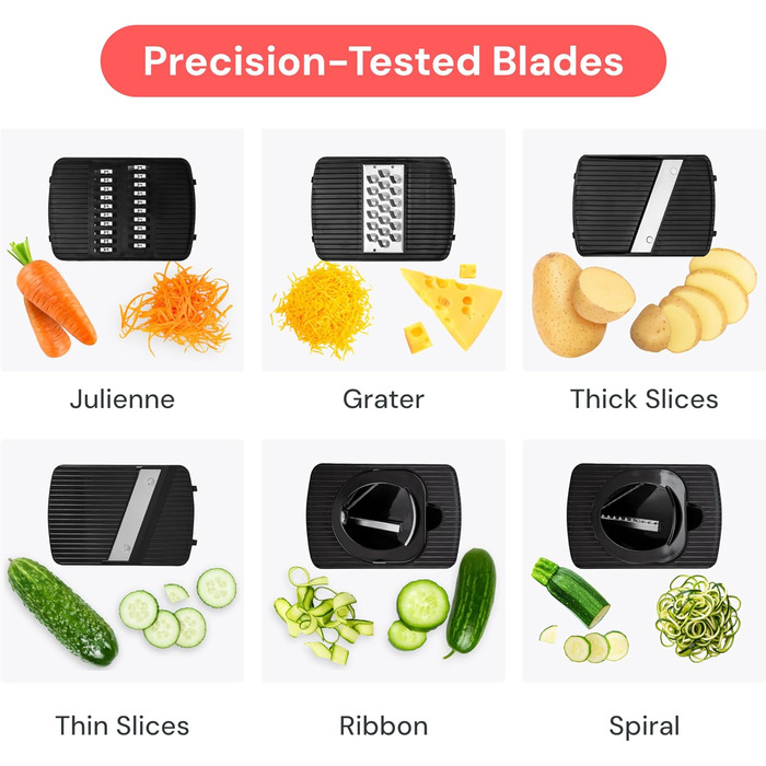 Мандоліна для овочів Gemüsehobel: набір 6-в-1 для нарізки овочів та фруктів | Нарізна терка для кухні