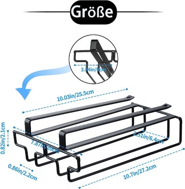 Тримач для келихів FOMANSH під шафою, тримач для келихів келихи на ніжках, підвісна полиця для келихів металеве кріплення для келихів, зберігання келихів для кухні, бару і ресторану, чорний 2 ряди чорний