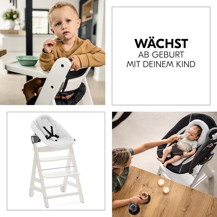 Високий стільчик для годування Hauck Beta+ Newborn Set Premium Dark Grey - комплект для новонароджених, з функцією гойдалки, подушкою та підносом