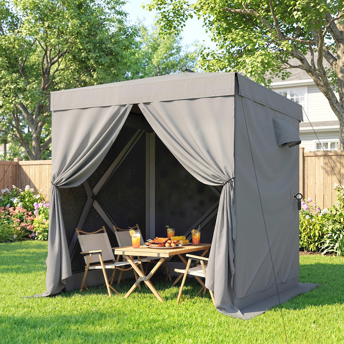 Намет-павільйон 1,85x1,85 м Водостійкий, Стабільний, Зимостійкий, Розкладний, з 4 сітчастими боковинами, кишенею, захистом від сонця SPF 30+