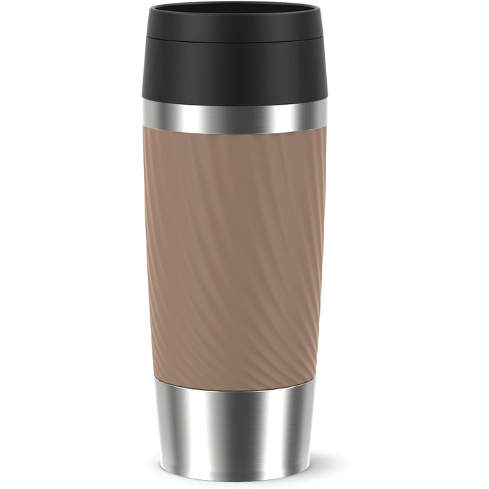 Термокружка Emsa Travel Mug Classic Twist, 0.36 л, коричнева, з кришкою Quick-Press, не протікає, для гарячих та холодних напоїв
