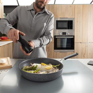 Сковорода Lagostina Tempra Mineral з антипригарним покриттям, 30 см, сталь/алюміній, силіконові ручки, ефект каменю, для всіх типів плит