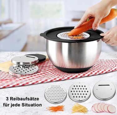 Набір мисок з нержавіючої сталі, 7 шт. з кришкою, тертки, для випічки та зберігання, стакові, універсальні, придатні для миття в посудомийній машині (0,63/1/1,5/2/3/4/5 QT)