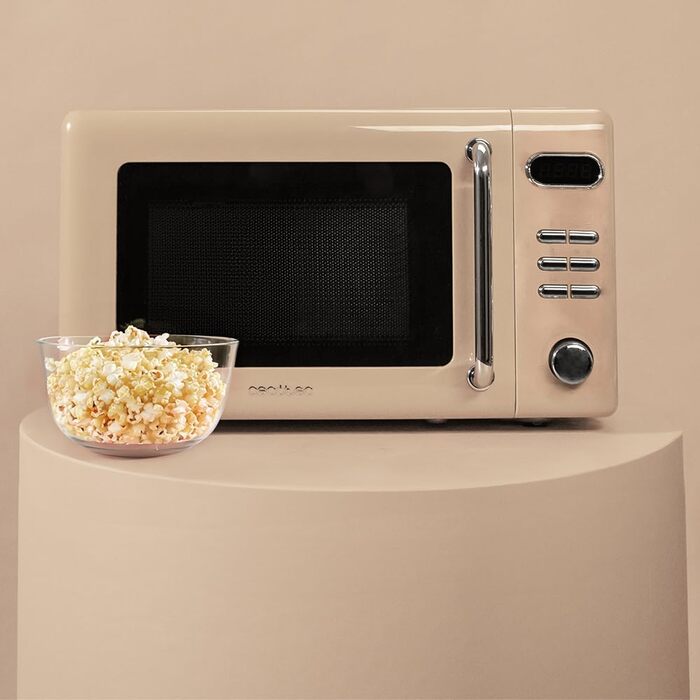 Мікрохвильова піч Cecotec Proclean 3010 Retro, 20 л, 700 Вт, механічна, 6 режимів, таймер до 30 хв, режим розморожування, вінтажний дизайн, зелений, сталевий корпус