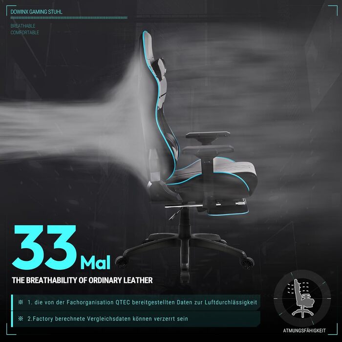 Ігрове крісло Dowinx 4D підлокітники ергономічне 150 кг сіре