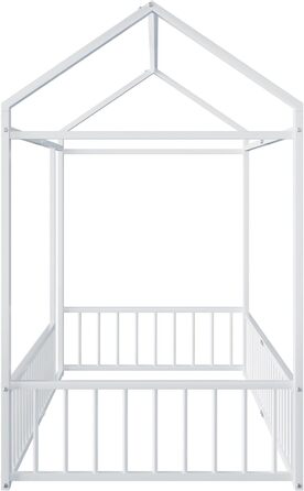 Захист від випадання Дитяче ліжечко Ліжко Будинок Металевий каркас ліжка з огорожею білий, 90x200