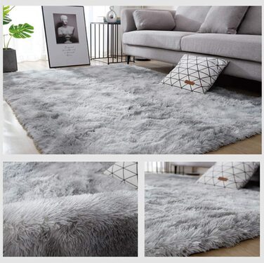 Килимки Leesentec, круглі Килимки для спальні, вітальні, нековзні м'які пухнасті килимки, ворсисті килимки, великі Килимки для передпокою (білий/сірий, 140) (сіро-білий, 160*200 см)