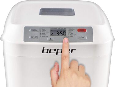 Хлібопекарська машина BEPER з антипригарним контейнером з ABS пластику, біла