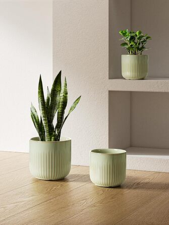 Набір горщиків для квітів LE TAUCI 3шт, кераміка, 21+17+14 см, з дренажними отворами