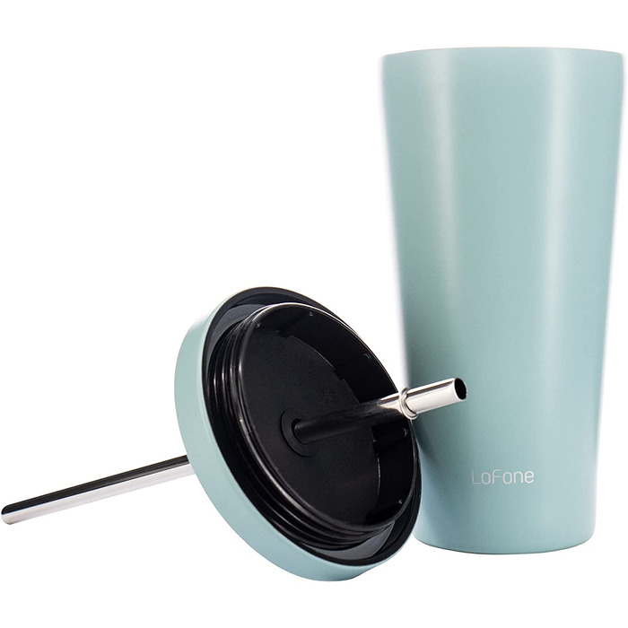 Ізольована Термальна чашка з соломинкою, Термальна чашка об'ємом 500 мл з подвійними стінками, кавова чашка з нержавіючої сталі для крижаного або гарячого напою