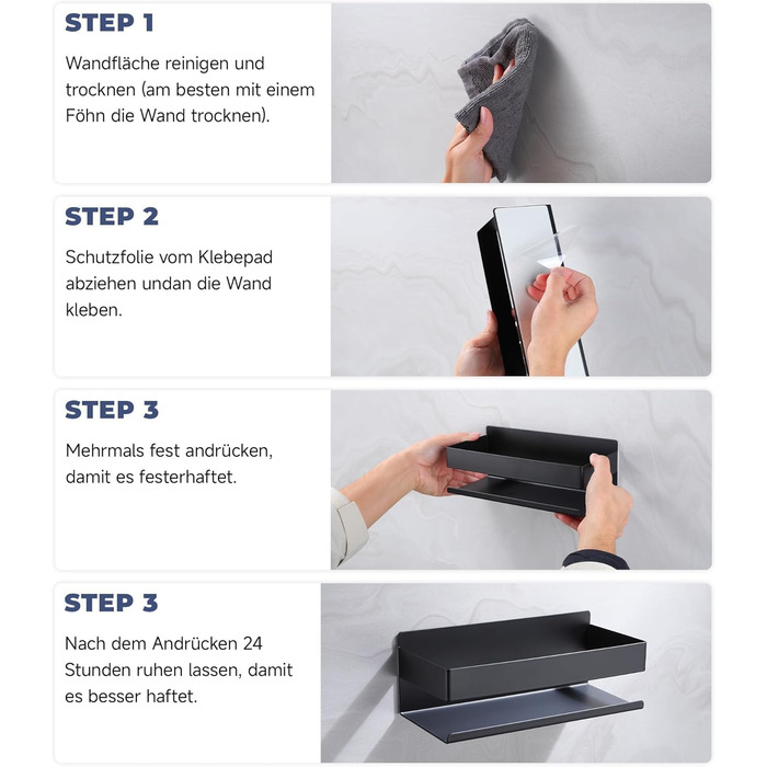 Полиця для душу без свердління - 2 шт. з нержавіючої сталі, органайзер для ванної кімнати, тримач для шампуню без свердління, 2 шт., чорний