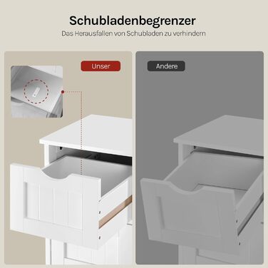 Шафа для ванної кімнати WOLTU, вузька шафа з 3 висувними ящиками, 32 x 30 x 81 см, для ванної, вітальні, спальні, кухні, сучасний дизайн, білий колір, BZS123ws
