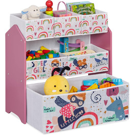 Дитяча полиця Relaxdays з 6 ящиками для зберігання, ВхШхГ 66 х 63 х 30 см, для дівчинки, полиця для іграшок для дитячої кімнати, барвиста