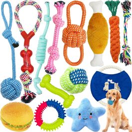 Іграшка для собак Amzeeniu, набір для тренування зубів собак з мотузкового м'яча 14 шт. , міцний, незнищенний, для маленьких/великих собак (макс. 60 символів)