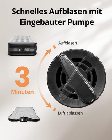 Надувне ліжко Airefina на 1 особу з вбудованим насосом, 99x190x46 см, до 295 кг, з сумкою для перенесення