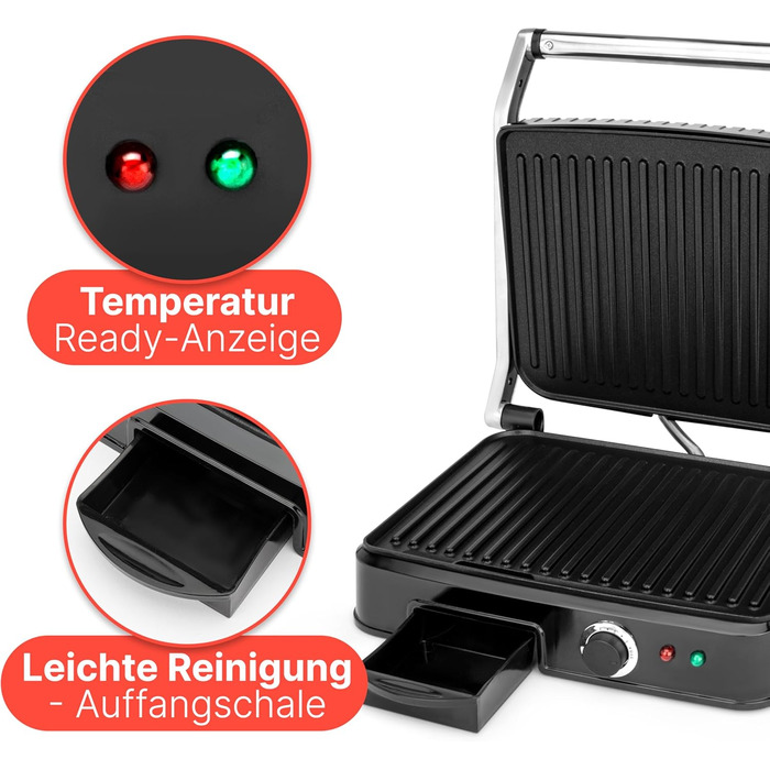 Контактний гриль Bomann KG 2242 CB | 2000W | антипригарне покриття | для приготування Паніні та контактного гриля