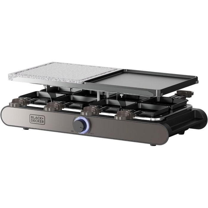 Ракельниця Black+Decker для 8 осіб з натурального каменю, антипригарне покриття, регулювання температури, 1400 Вт, PFOA-free