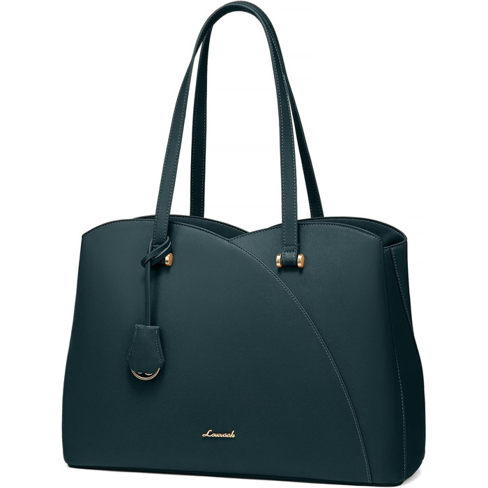 LOVEVOOK Сумка для жінок велика, шопер для ноутбука, сумка для роботи, офісна сумка, з PU шкіри, на плечі, для навчання, тоут-сумка для роботи, бізнесу, університету (15,6 дюймів, темно-зелений)