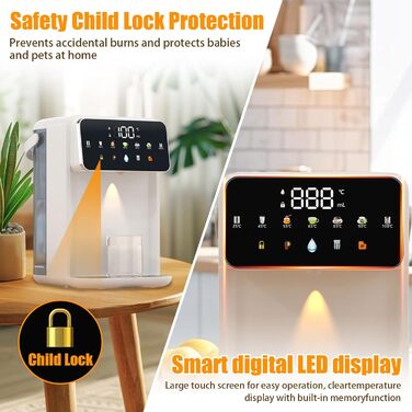 iFCOW Дозатор гарячої води, миттєвий нагрів за 3 секунди, 7 температурних режимів, 8 виходів, 3-5л бак, регулювання гучності, пам'ять - для кухні та офісу