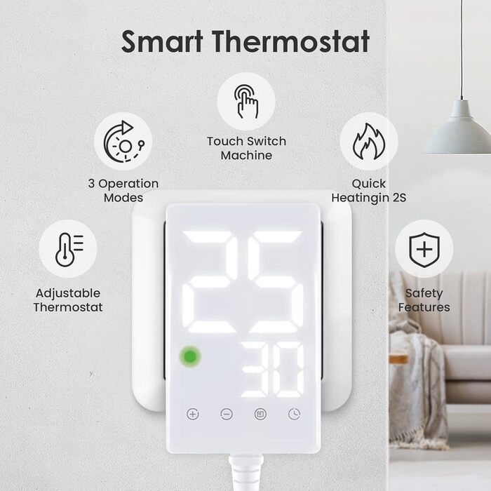 Інфрачервовий обігрівач Hocosyme Leopard 1000W з термостатом - для спальні, офісу, кухні, ванної кімнати