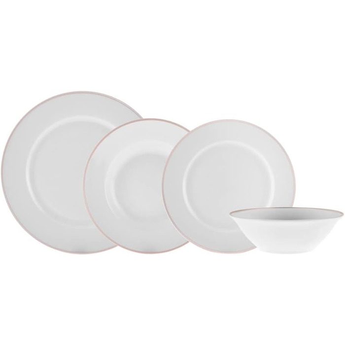 Набір посуду Karaca Rebeca Platinum, 24 предмети, преміум, срібний обідок, круглий (24 предмети, рожеве золото)