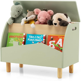 Дитяча полиця SOARS 2 в 1 для книг та іграшок з ящиком, білий та зелений, 60 x 30 x 44 см