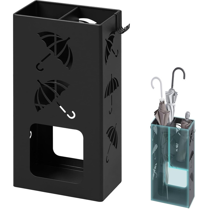 Підставка для парасоль підставкою WOLTU, 2 відділення, з 4 гачками, металева, біла, 25x49x15 см, SST16ws