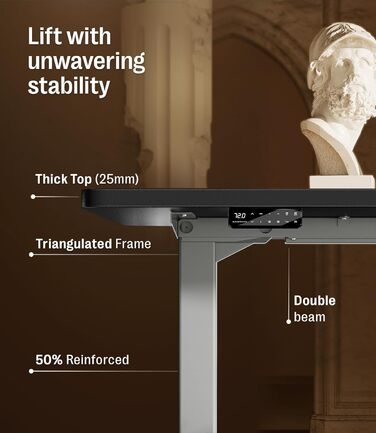 Регульований стіл MAIDeSITe S2 Pro (140x70 см, сірий каркас + чорний), електричний, з захистом від зіткнень, підйом до 160 кг