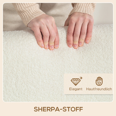 Крісло з підлокітниками та спинкою, м'яке крісло для відпочинку з ефектом шерсті, на дерев'яних ніжках, для спальні або вітальні, витримує до 120 кг, кремово-біле