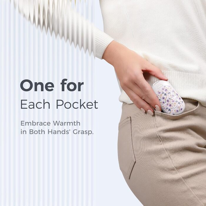 Електричні грілки для рук OCOOPA 2 шт. з магнітом, 5000mAh, 3 режими нагріву, компактні, для рукавичок, сумки, зимові аксесуари, подарунок, фіолетовий/білий (Ocoopa x Artist in Bloom)