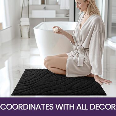 Килимок для ванної кімнати DEXI, чорний, 61 x 92 см, машинне прання, антиковзаюча поверхня