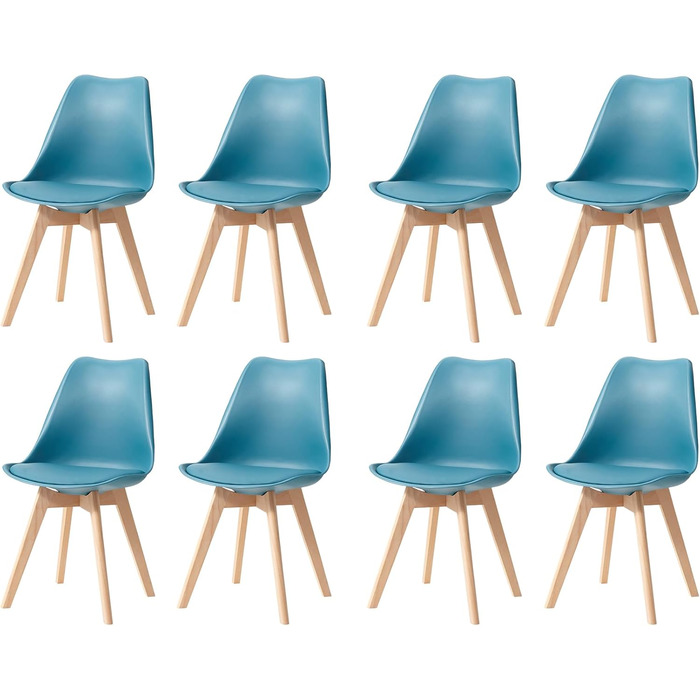 Набір обідніх стільців 6 шт., масивні дерев'яні ніжки, знімні подушки, кухонні стільці, сучасний дизайн (6 стільців)