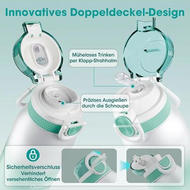 Портативний підігрівач пляшечок для дитини, швидкий нагрів, акумулятор 12000mAh, 2 режими нагріву (молоко/вода), об'єм 355мл, кришка з трубочкою